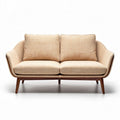Canapé vintage en textile beige avec structure en bois dimensions 150 x 80 x 85cm
