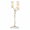 Lampadaire en métal doré avec trois abat-jours en tissu blanc dimensions 80 x 40 x 180cm
