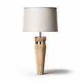 Lampe de table en bois avec abat-jour en tissu crème 30 x 30 x 60cm