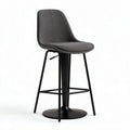 Tabouret de bar réglable en hauteur en tissu gris avec base en métal noir 40 x 40 x 100cm