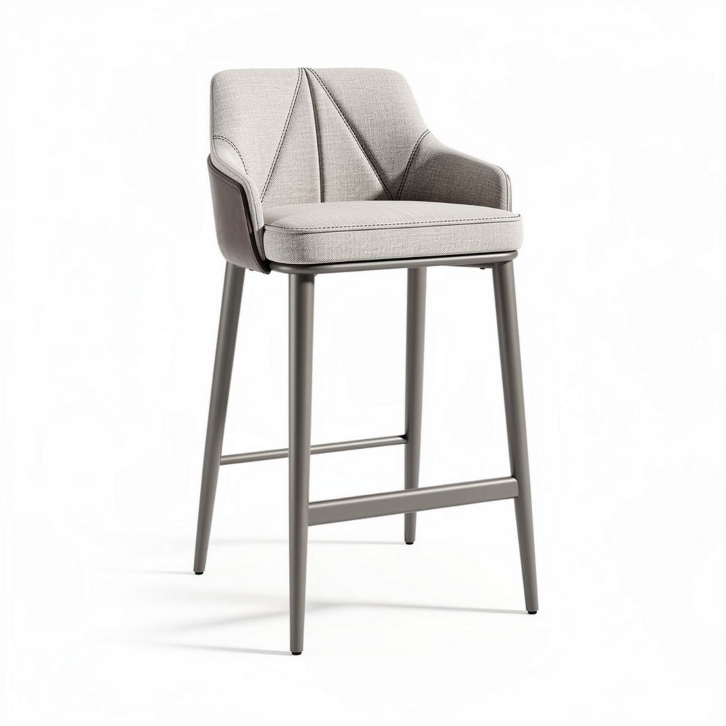 Tabouret de bar en tissu gris avec structure en métal 45 x 45 x 90cm