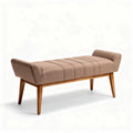 Banc en bois et tissu beige 130 x 40 x 45 cm pour intérieur moderne