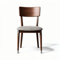 Chaise en bois marron avec assise en tissu gris dimensions 45 x 40 x 85cm